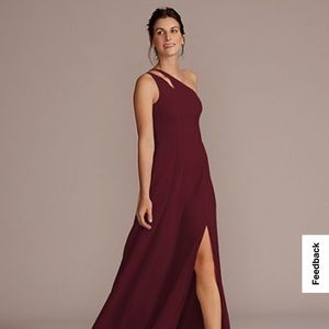 Chiffon one-shoulder cut out bridesmaid dress